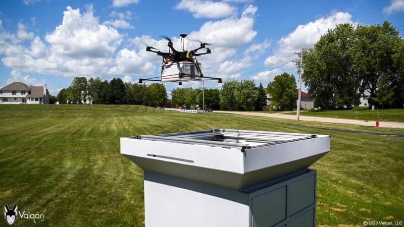 Valqari Drone Delivery | drone coming to smart mailbox